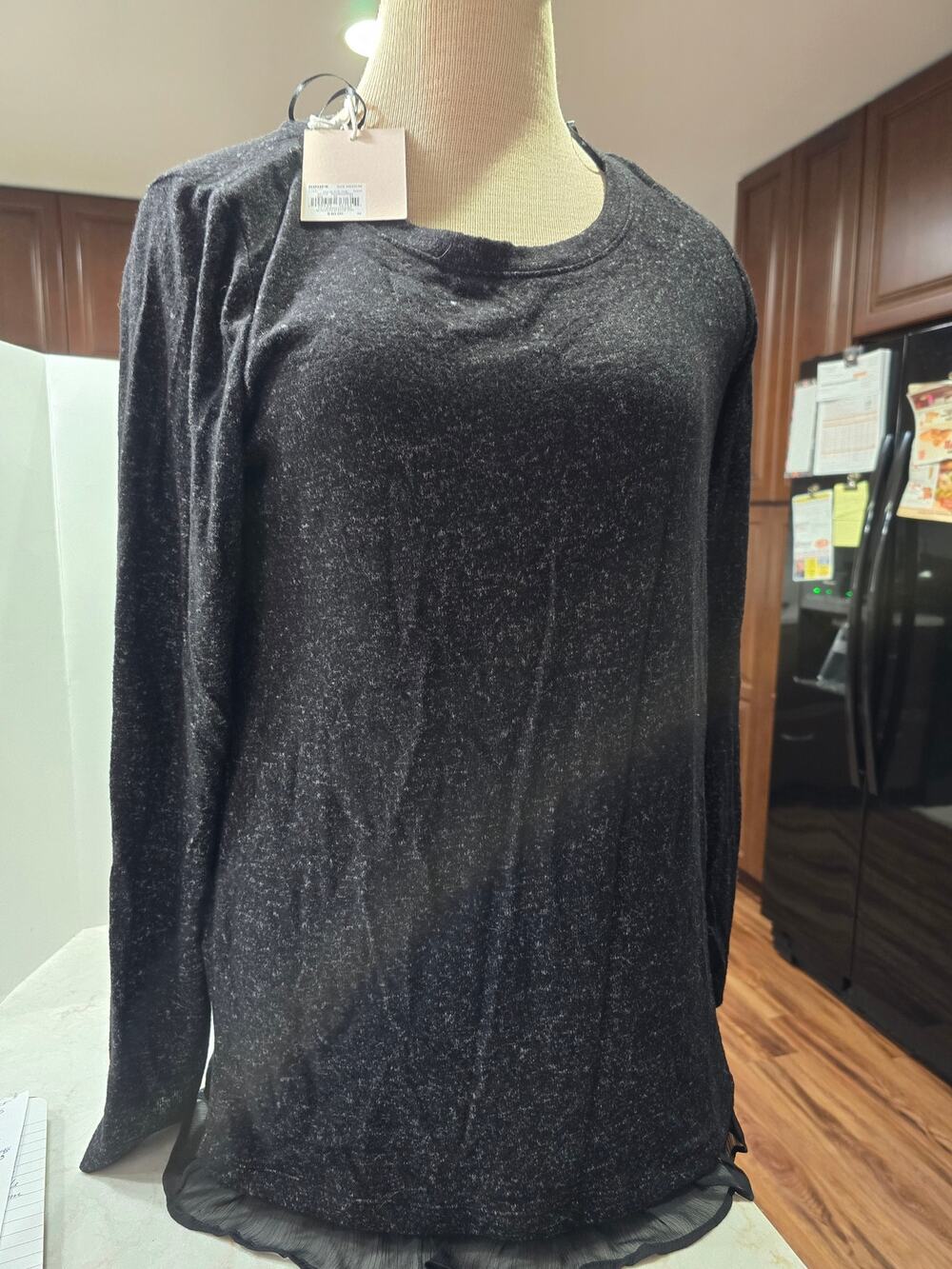 Kohls Ladies SZ Med. Long Sleeve Black Sheer Trim Fashion Layering NWT